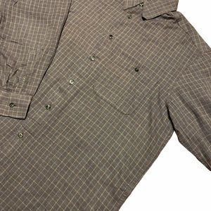 Zanella Plaid Long Sleeve Casual Button Down Dress Shirt | Men's Large